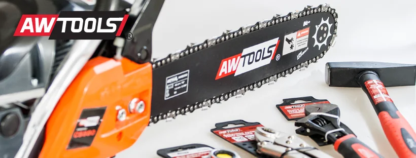 AWTOOLS láncfűrész, csavarkulcsok és kalapács